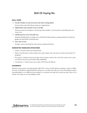 Skill 55 Saying No Homework Report