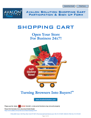 Avalon Solution Shopping Cart Participation Form