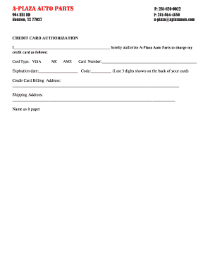 Credit Card Authorization Form