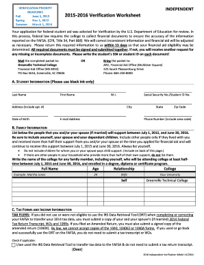 2015-2016 Verification Worksheet