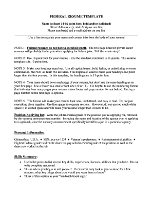 Federal Resume Template