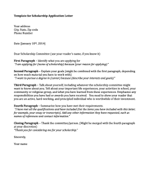 Scholarship Application Letter Template