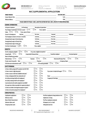 Workers Compensation Supplemental Application