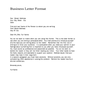 Business Letter Template Pdf from www.pdffiller.com