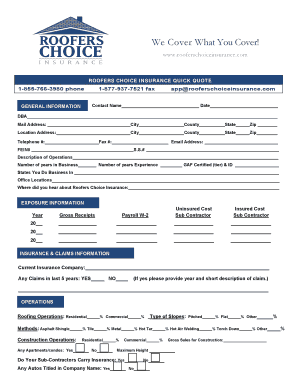 Roofers Choice Insurance Quick Quote