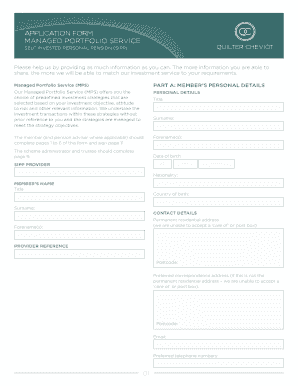 Self Invested Personal Pension (SIPP) Application Form