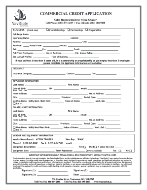 Commercial Credit Application