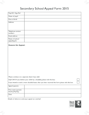 Secondary School Appeal Form 2015