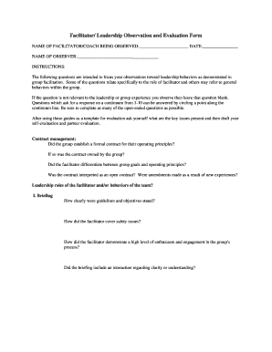 Facilitator Leadership Observation and Evaluation Form