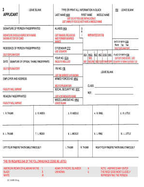 FBI Fingerprint Card