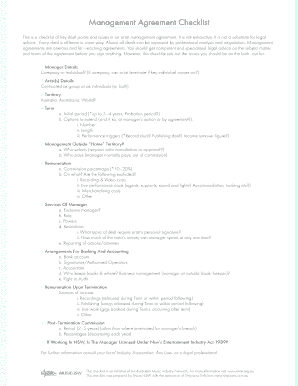 Artist Management Agreement Checklist