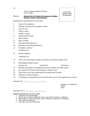Request for D.O Letter for Tatkal Passport