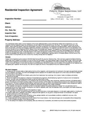 Residential Inspection Agreement