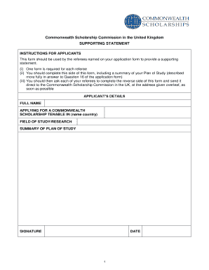 Commonwealth Scholarship Supporting Statement