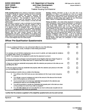 Good Neighbor Next Door Sales Program Application