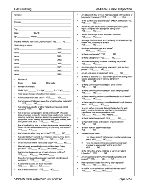 Kids Crossing Annual Home Inspection Form