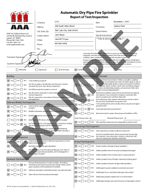 Dry Pipe Fire Sprinkler Inspection Report