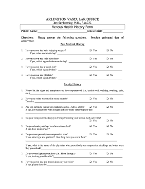 Venous Health History Form