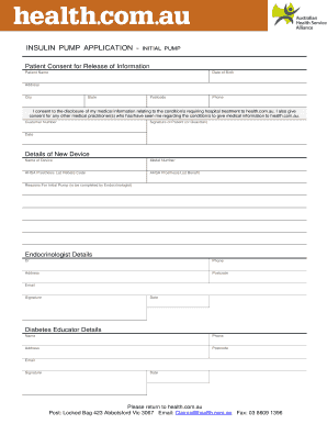 Insulin Pump Application Form