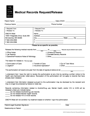Medical Records Request/Release Form