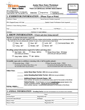 Junior Livestock Show Entry Form