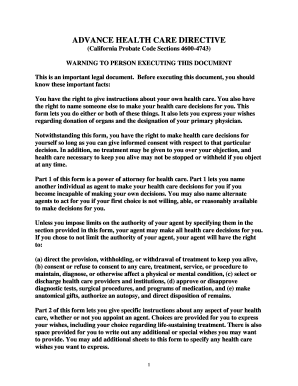 California Advance Health Care Directive