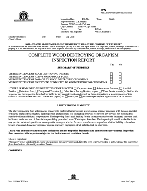 Washington State Wood Destroying Organism Inspection Report