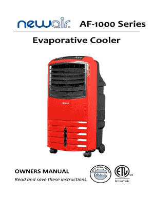 NewAir AF-1000 Evaporative Cooler Owner's Manual