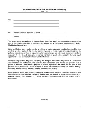 Verification of Disability Status for Housing