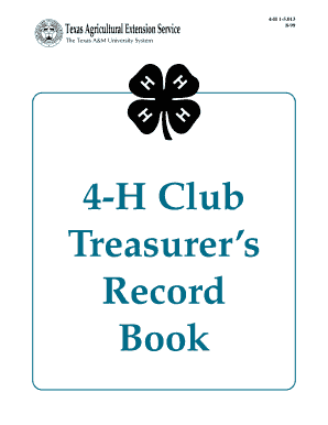 4-H Club Treasurer Record Book