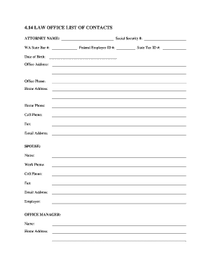 Law Office Contact List Form