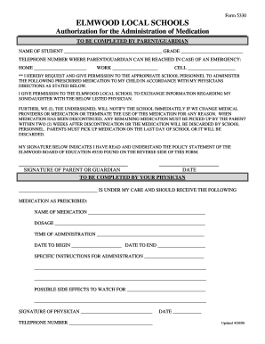 Authorization for the Administration of Medication