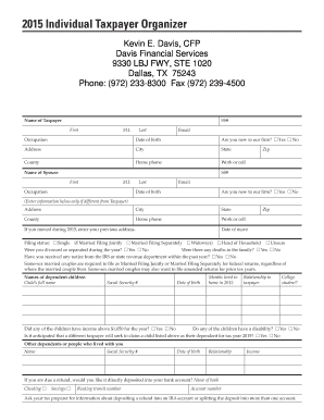 2015 Individual Taxpayer Organizer