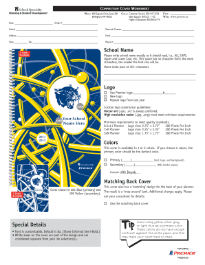 School Planner Cover Order Form