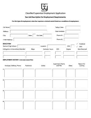 Classified Supervisor Employment Application