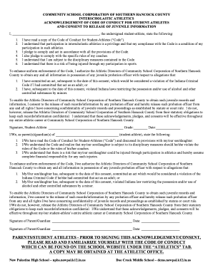 Student-Athlete Code of Conduct Consent Form