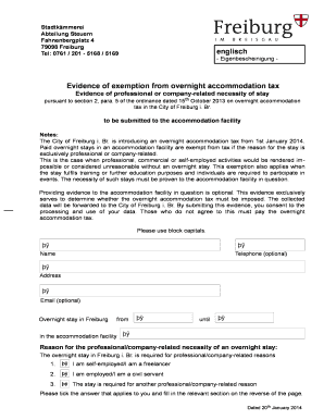 Freiburg Overnight Accommodation Tax Exemption Form