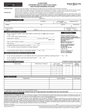 Extended Health Care Plan Claim Form