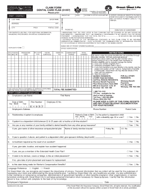 Dental Care Plan Claim Form