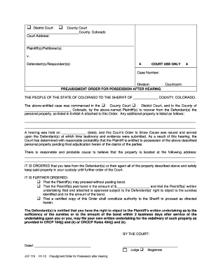 Prejudgment Order for Possession after Hearing