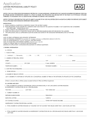 Lawyers Professional Liability Policy Application