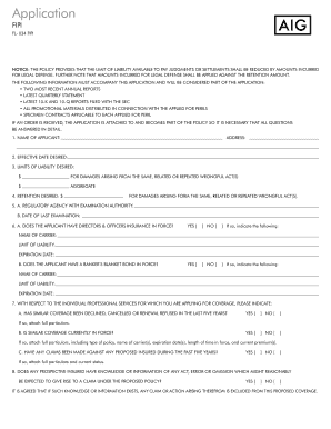 FIPI Banker's Professional Liability Application