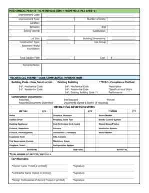 Mechanical Permit Form