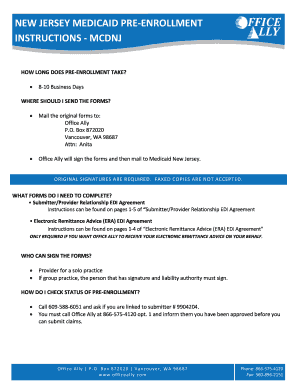 fillable online new jersey medicaid pre enrollment instructions officeallycom