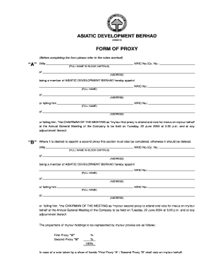 Proxy Form for Annual General Meeting