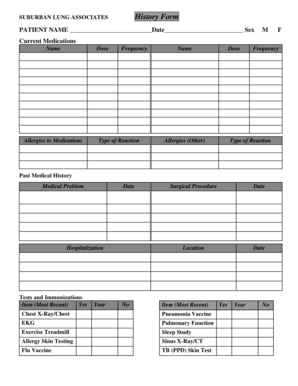 Patient Medical History Form