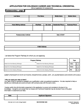 Colorado Career and Technical Credential Application