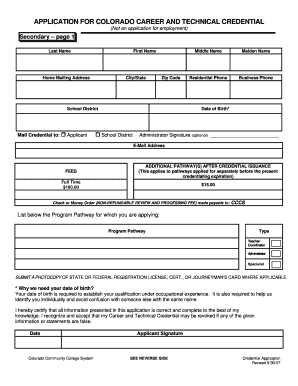 Colorado Career and Technical Credential Application