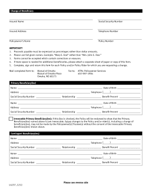 Change of Beneficiary Form