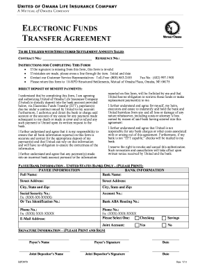 United of Omaha Life Insurance Direct Deposit Agreement